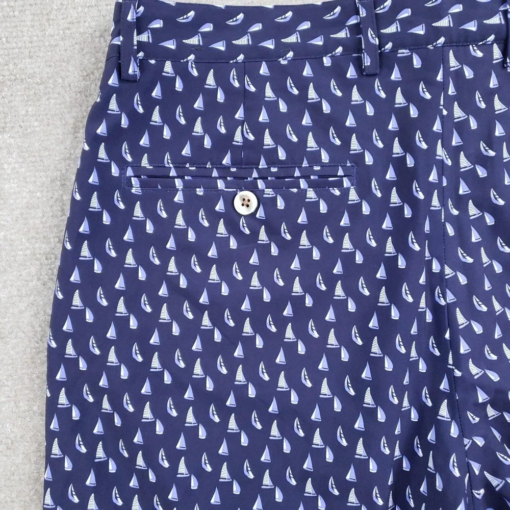Fairway & Greene Shorts Mens 32 Blue Bermuda Stretch Pockets Sailboat Golf‎